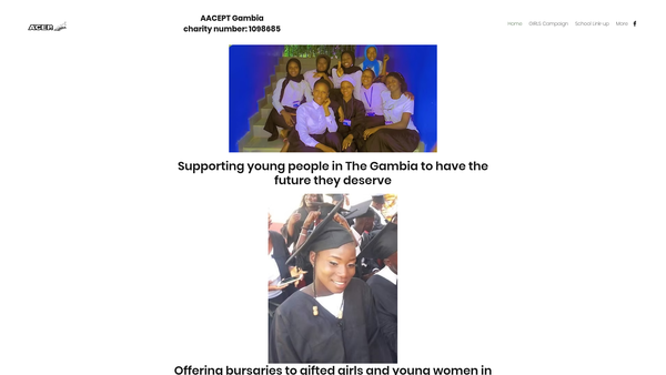 Screenshot of the Adopt A Child Education Project (Aacept) website