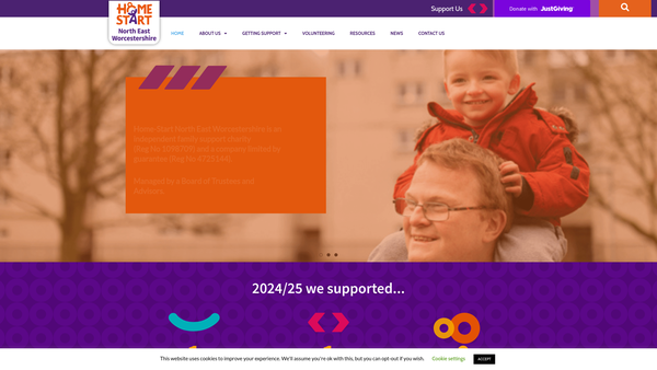 Screenshot of the Home-Start North East Worcestershire website