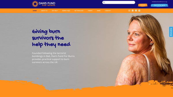 Screenshot of the Dan's Fund For Burns website