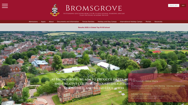 Screenshot of the Bromsgrove School website