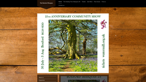 Screenshot of the Boxford Masques website