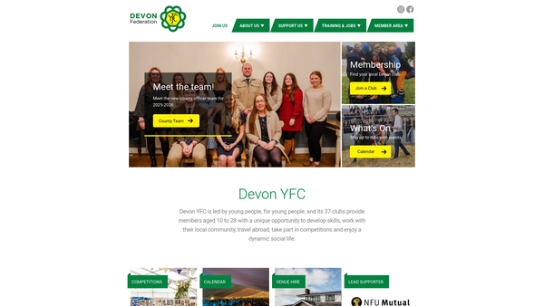 Screenshot of the The Devon Federation Of Young Farmers Clubs website