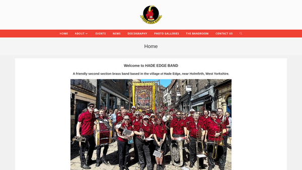Screenshot of the The Hade Edge Band website
