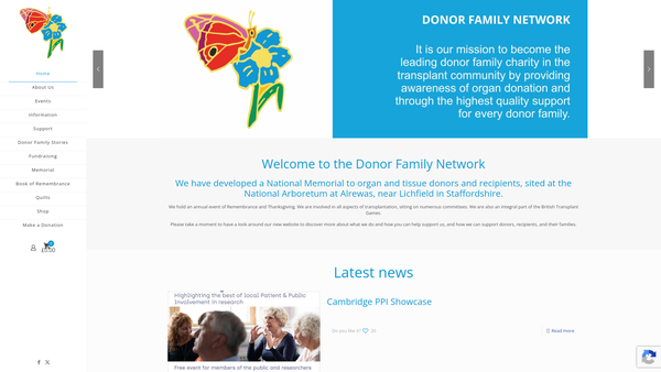 Screenshot of the The Donor Family Network website