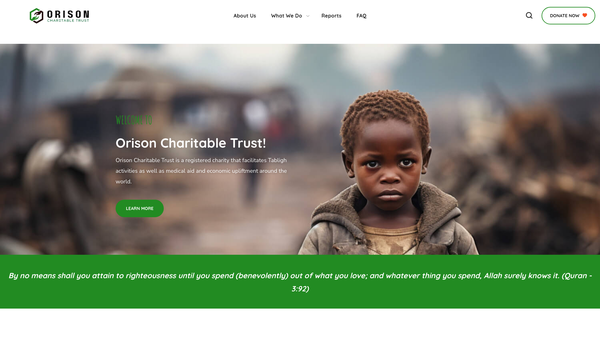 Screenshot of the Orison Charitable Trust website