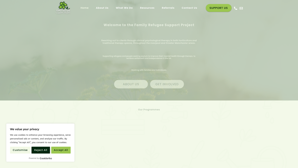 Screenshot of the Family Refugee Support Project website