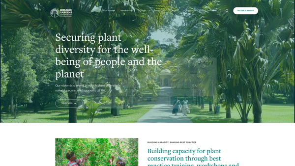 Screenshot of the Botanic Gardens Conservation International website