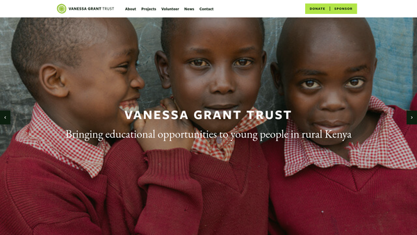 Screenshot of the The Vanessa Grant Trust website
