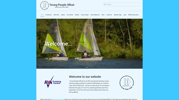 Screenshot of the Young People Afloat website