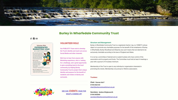 Screenshot of the Burley In Wharfedale Community Trust website