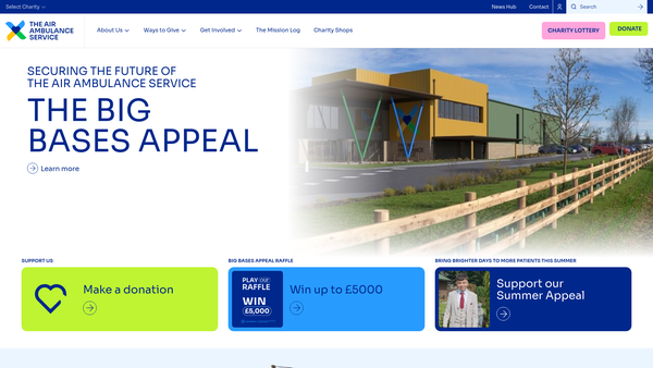 Screenshot of the The Air Ambulance Service website
