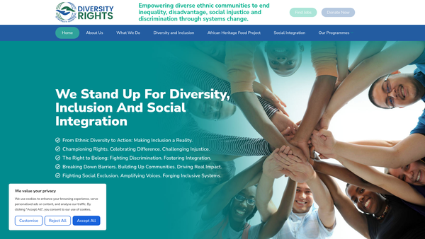 Screenshot of the Diversity  Rights website