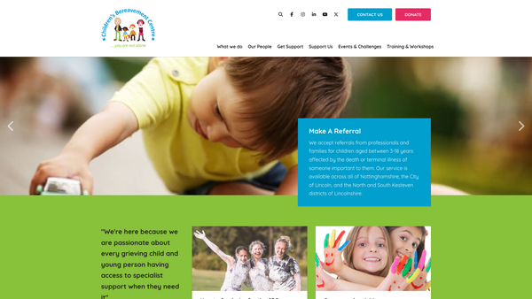 Screenshot of the Children's Bereavement Centre website