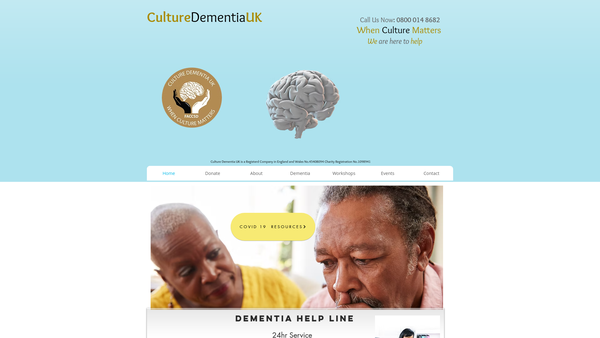 Screenshot of the Culture Dementia UK website