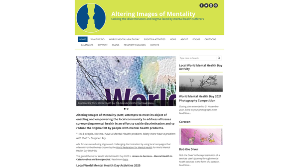 Screenshot of the Newcastle And North Tyneside Altering Images Of Mentality (Aim) Group website
