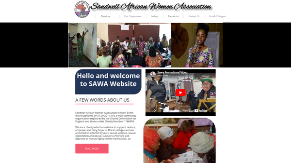 Screenshot of the Southern African Womens' Aid website