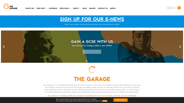 Screenshot of the The Garage Trust Limited website