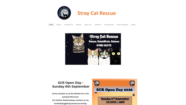 Screenshot of the Stray Cat Rescue website