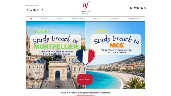 Screenshot of the Alliance Francaise De Cambridge website