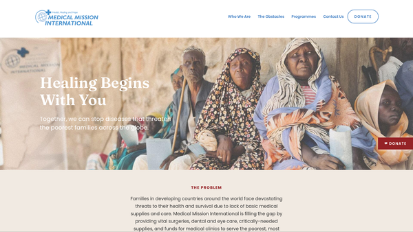Screenshot of the Medical Mission International (UK) website
