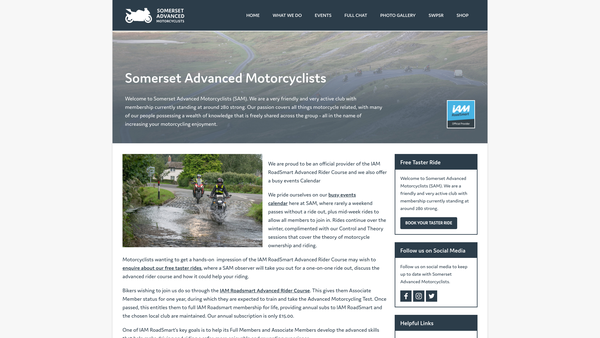 Screenshot of the Somerset Advanced Motorcyclists website