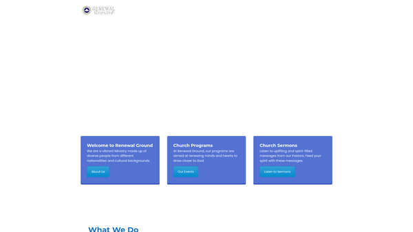 Screenshot of the Redeemed Christian Church Of God ('Rccg') Renewal Ground Parish website