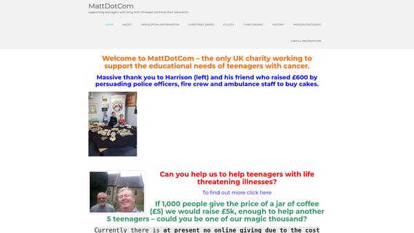 Screenshot of the Mattdotcom website