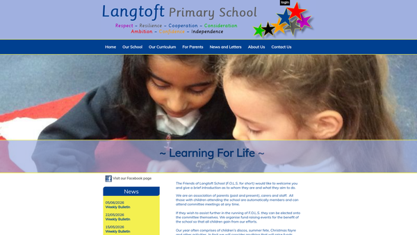 Screenshot of the Friends Of Langtoft School website