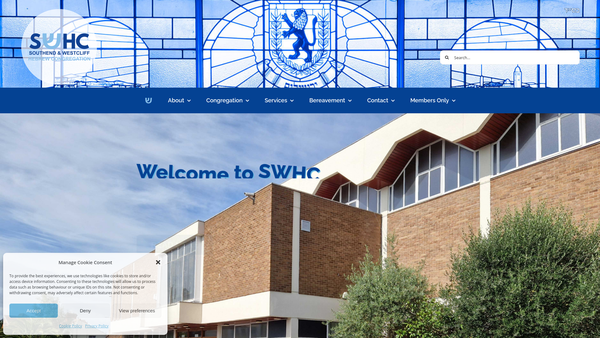 Screenshot of the Southend & Westcliff Hebrew Congregation website