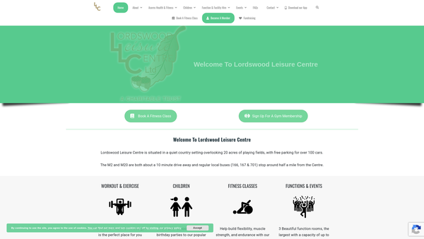 Screenshot of the Lordswood Leisure Centre Limited website