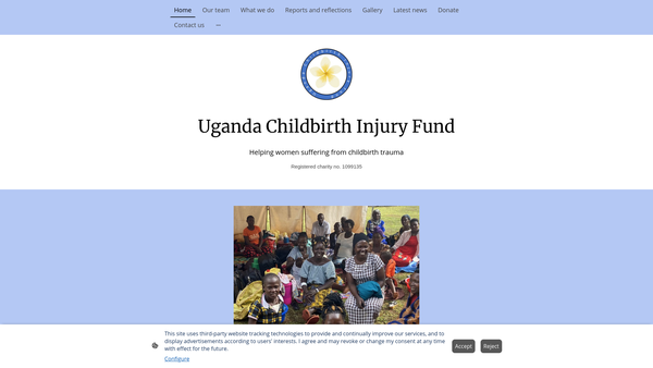Screenshot of the Uganda Childbirth Injury Fund website