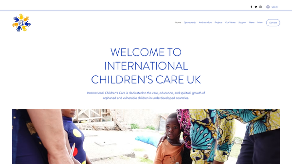 Screenshot of the International Children's Care (UK) website