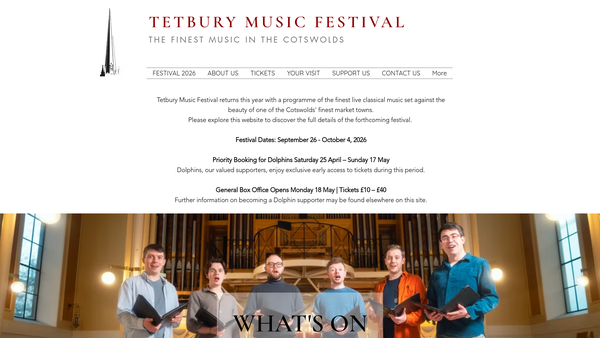 Screenshot of the The Tetbury Music Festival website
