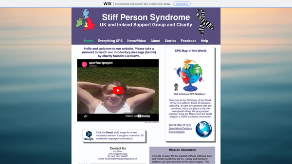 Screenshot of the Stiff Man Syndrome Support Group website
