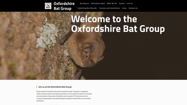 Screenshot of the Oxfordshire Bat Group website