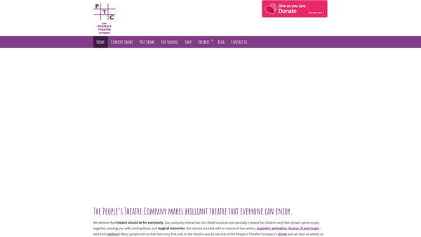 Screenshot of the The People's Theatre Company website