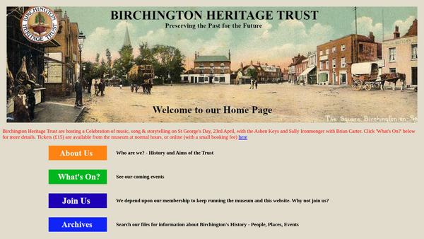Screenshot of the Birchington Heritage Trust website