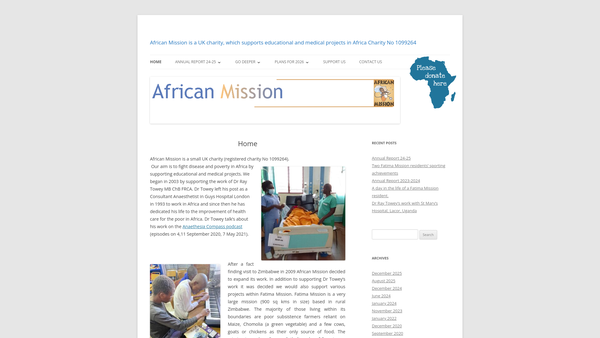 Screenshot of the African Mission website