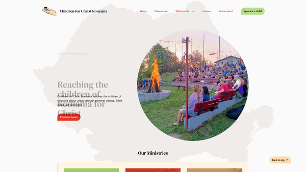 Screenshot of the Children For Christ website