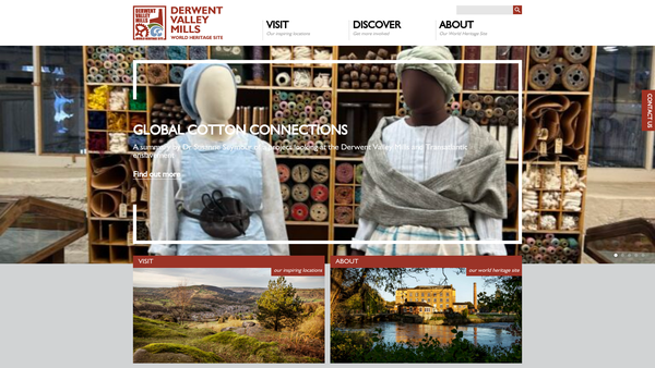 Screenshot of the Derwent Valley Mills World Heritage Site Educational Trust website