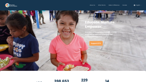 Screenshot of the Education For The Children Foundation website
