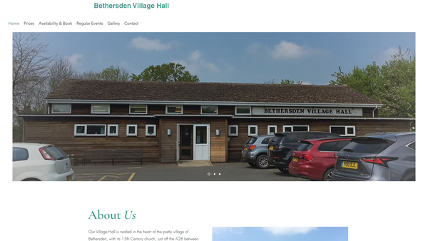 Screenshot of the Bethersden Village Hall website