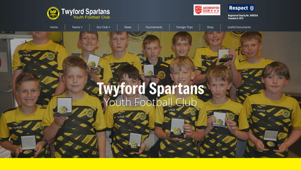 Screenshot of the Twyford Spartans Youth FC website
