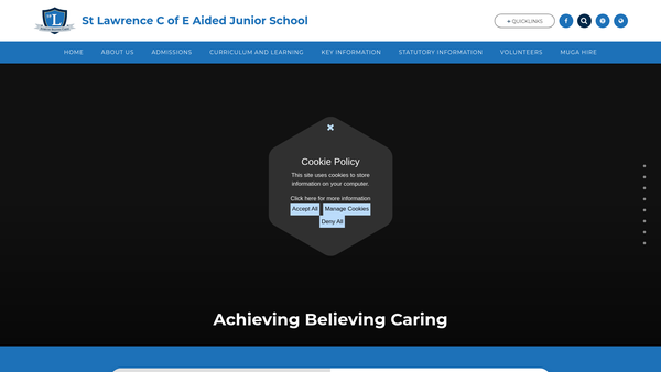 Screenshot of the St Lawrence C Of E (A) Junior School PTA website