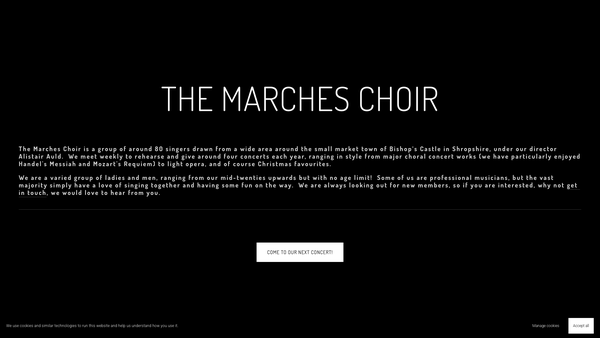 Screenshot of the The Marches Community Choir website
