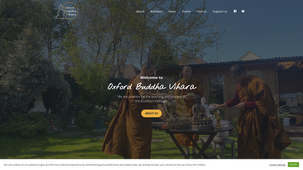 Screenshot of the Oxford Buddha Vihara website