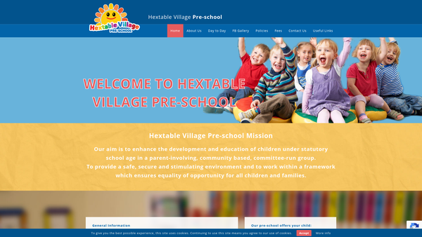 Screenshot of the Hextable Village Pre-School website