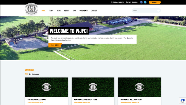 Screenshot of the Wyrley Football Club website