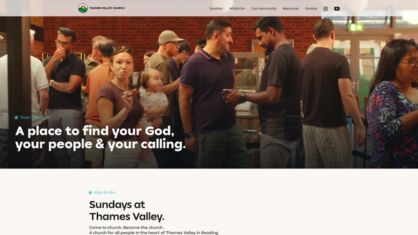 Screenshot of the Thames Valley Churches Of Christ website