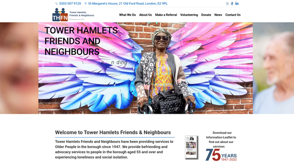 Screenshot of the Tower Hamlets Friends And Neighbours website